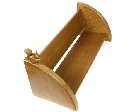 Squirrelman: A Wilf Hutchinson English Oak Book Trough, with carved squirrel signature, 48.5cm; Two Foxman Malcolm Pipes  Eng