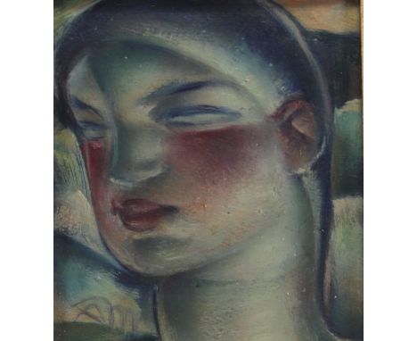 Auguste MAMBOUR (1896-1968) oil painting "Africanist portrait". This artist is known for his style strongly influenced by Afr