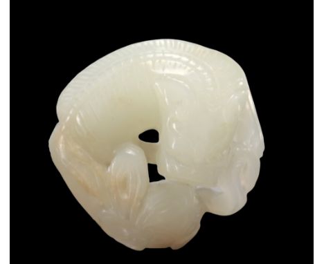 White jade carved in the shape of a lion from Qing period (æ¸…æœ) - Weight: 33 g - Shipping available - Region: Chine - Sizes