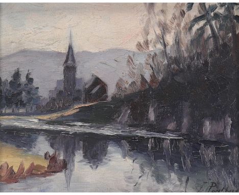 Fernand PONTHIER (1885-1952) Oil on canvas "a corner of Barvaux against the light" February 1927Â&nbsp; - Weight: 1.00 kg - S