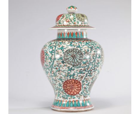 Famille verte Vase porcelain decorated with flowers - Weight: 5.60 kg - Shipping available - Region: Chine - Sizes: H=420mm D