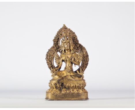 Gilded Bronze Tara from Nepal late 18th centuryÂ&nbsp; - Weight: 700 g - Shipping available - Sizes: H 200 x L 115 x l 75