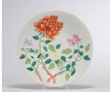 Porcelain dish decorated with flowers from Vietnam - Weight: 1.86 kg - Shipping available - Region: Chine - Sizes: D 340 mm -