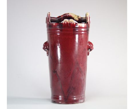 Oxblood flame vase from Qing period (æ¸…æœ) - Weight: 5.60 kg - Shipping available - Region: Chine - Sizes: H 460 mm x L 230 