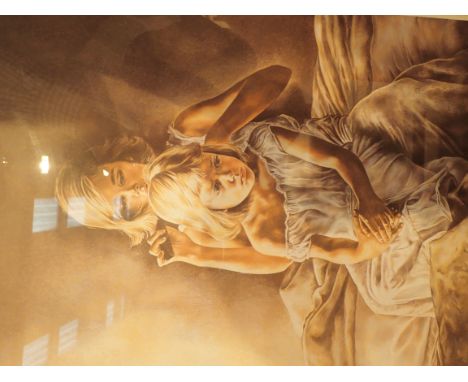 Christine McKelvey mother and daughter print, signed, 33 x 50 cm
