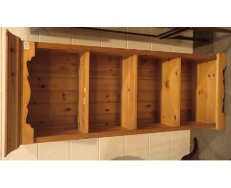 Large three shelf pine bookcase, H: 154 cm