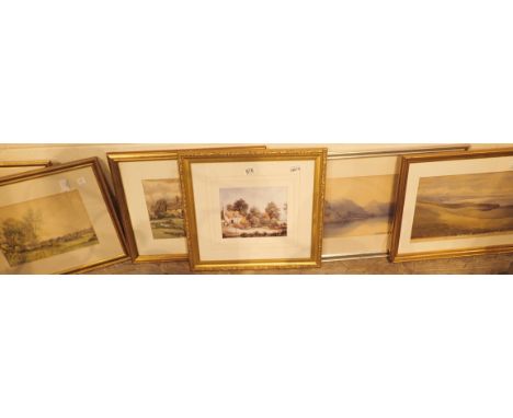 Six framed and glazed watercolours and one framed and glazed print 