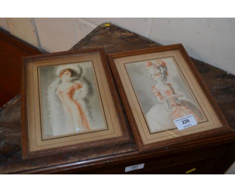 After John Droit, a pair of French school coloured portrait prints 