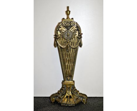 A brass fan fire screen. H66cm