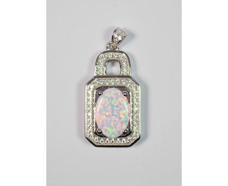 A 925 silver and faux opal pendant.