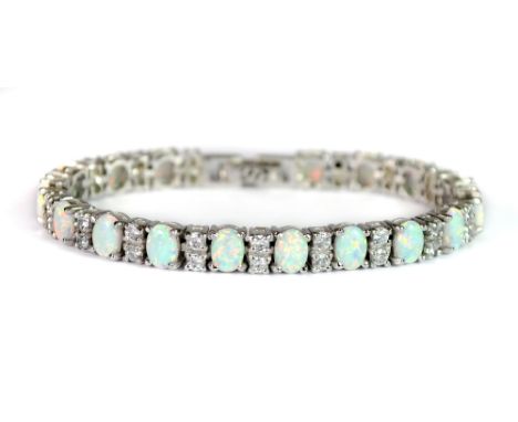 A 925 silver and faux opal bracelet.