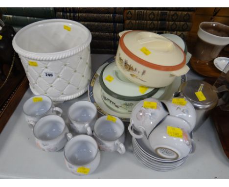 Quantity of Denby tea ware, large planter etc