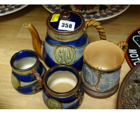 A vintage Royal Doulton 'Nelson' glazed ceramic tea set & mug