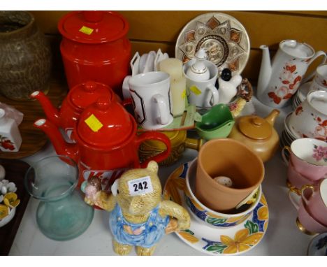 Parcel of various china including Kit Kat teapot & coffee pot, novelty teapot, storage jars etc