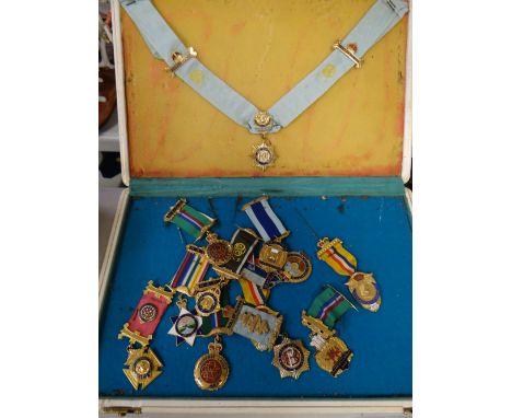 A cased collection of various R. A. O. B. medals