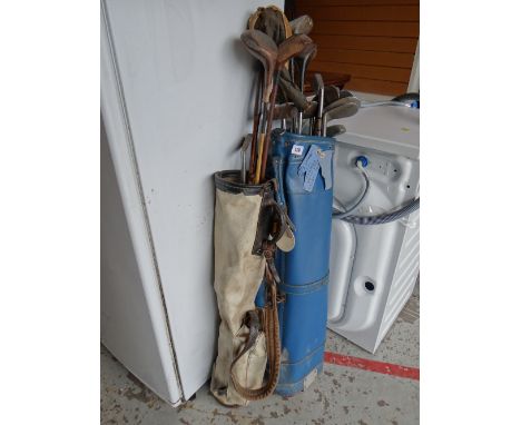 Two bags of vintage golf clubs