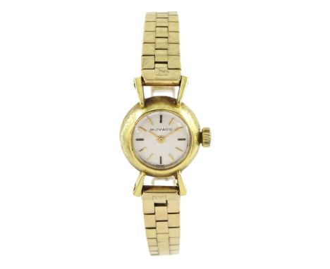 Movado ladies 18ct gold manual wind wristwatch, on 9ct gold link bracelet, hallmarkedCondition Report:18ct back case only app