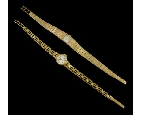 Bulova ladies gold manual wind wristwatch and a Swiss Express gold wristwatch, both on gold bracelets, all 9ctCondition Repor