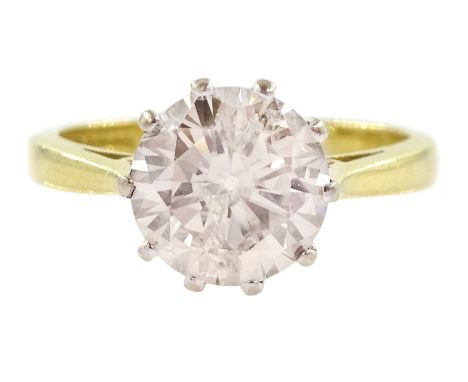 18ct gold single stone round brilliant cut diamond ring, Birmingham 1994, diamond approx 1.90 caratCondition Report:Approx 4g