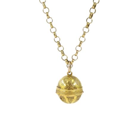 Early 20th century 18ct gold swivel compass pendant, on later 9ct gold belcher link chain necklaceCondition Report:Compass ap