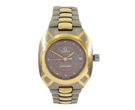 Omega Seamaster Titane ladies titanium and gold quartz wristwatch, Ref. 5960053, Cal. 1380, on original bracelet, with fold-o