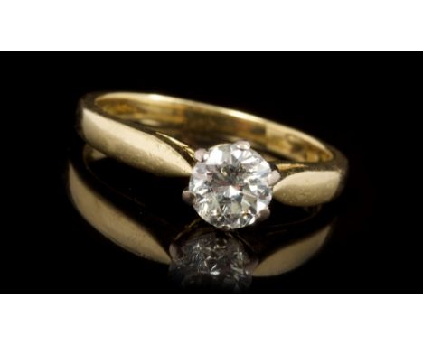 Diamond single stone ring, the brilliant cut diamond estimated to weigh approximately 0.60 carats, in six claw setting, on go