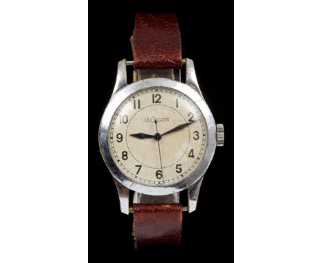 1940s gentlemen's Jaeger-LeCoultre wristwatch with silvered dial, black Arabic numerals, hands and centre sweep seconds in st