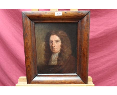 18th century oil on canvas laid on board - portrait of a gentleman, inscribed verso, framed, 31cm x 25cm   CONDITION REPORT  