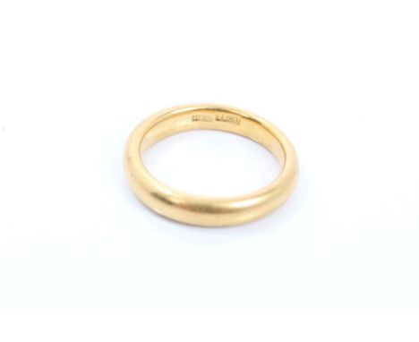 Yellow metal wedding ring, stamped - '22ct'.  Ring size R½   CONDITION REPORT  Total gross weight approximately 10.3 grams