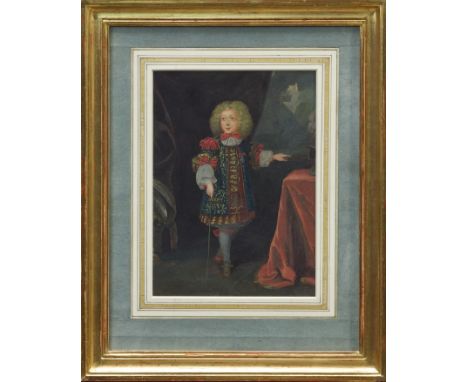 17th / 18th century Continental School gouache - portrait of a noble young gentleman, in glazed gilt frame, 19.5cm x 14cm