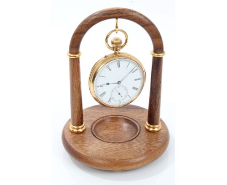 Victorian gentlemen's gold (18ct) open face pocket watch with three-quarter plate button-wind movement, white enamel dial and