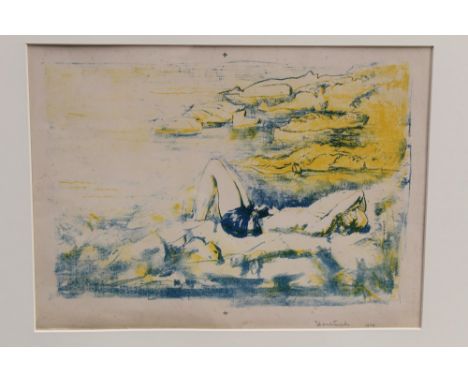 Archibald Standish Hartrick (1864 - 1950), signed lithograph - The Sunbathers, dated 1920, in glazed frame, 29.5cm x 41cm