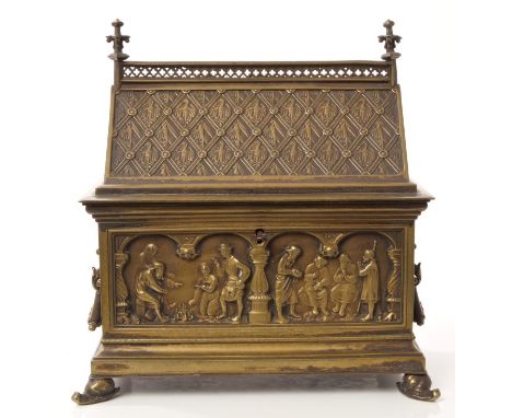 19th century German brass mediaeval renaissance casket by G G Leykauf, Nurnberg, inspired by the St Sebaldus Tomb, Nuremberg,