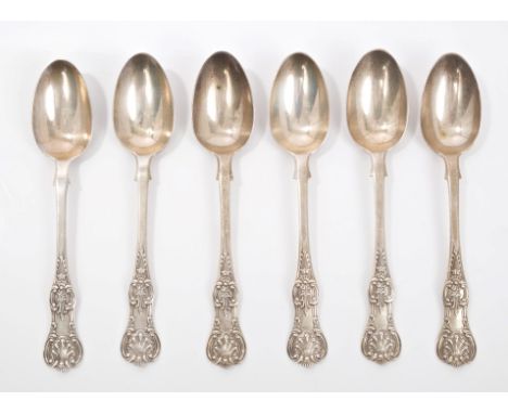 Set of six Victorian Scottish silver single-struck Kings pattern teaspoons (Glasgow 1872), maker - R. F.  All at approximatel