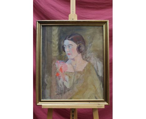 Amy Miller-Watt (1900 - 1956), oil on canvas - portrait of a lady, in gilt frame, 60cm x 50cm