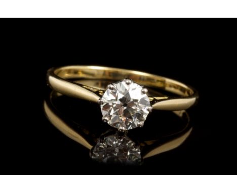 Diamond single stone ring, the old cut diamond estimated to weigh approximately 0.75 carats, in eight claw setting, on gold s