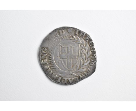 Commonwealth of England (1649-16600 Shilling, dated 1653, mm. Sun, shield with cross of St George, within wreath, 'THE.COMMON