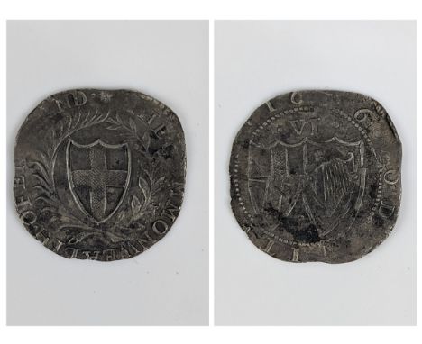 Commonwealth of England (1649-1660) shilling, dated 1656, mm.sun, shield with cross of St George within wreath, 'THE COMMONWE
