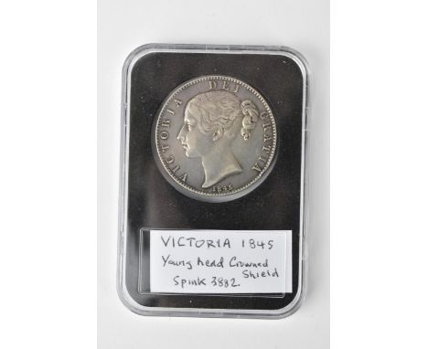 United Kingdom - Victoria (1837-1901) Crown, dated 1845, 1st Young, uncrowned portrait 'Young Head', Queen Victoria, left, VI