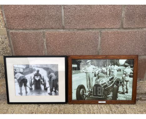 A framed and glazed photographic black and white print of the start at Shelsley Walsh in the wet, plus another of Lord Howe w