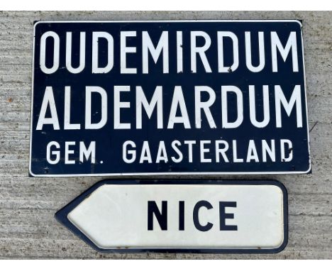 Two Continental enamel road signs, the larger 38 x 21 1/2".