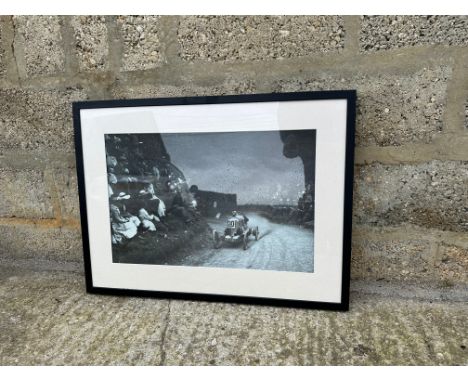 A framed and glazed black and white photographic print of Shelsley Walsh 1921, Archie Frazer Nash in Kim II.