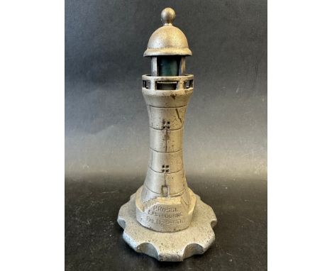 Eastbourne Lighthouse car accessory mascot by P. Rossi, fitted with a thermometer, can be wired to illuminate, Pat. No. 29700