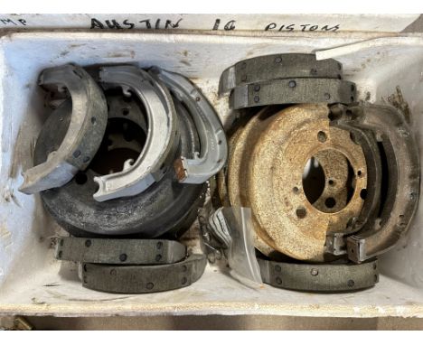 A box of Austin 10 brake shoes, new linings.