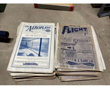 A selection of early Flight and The Aeroplane magazines, some as early as 1911, also a Royal Enfield Motor Cycles maintenance