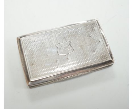 An early Victorian engine turned silver snuff box by Nathaniel Mills, Birmingham, 1840, 73mm.