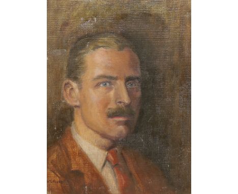 W. E. Flurt, oil on canvas, Head and shoulders portrait of a gentleman, indistinct stamp verso, signed, 30 x 23cm, unframed