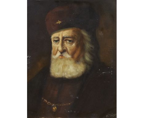 H. J. Topman (b.1907) Jewish oil on canvas, Portrait of a Rabbi, signed, 50 x 40cm, unframed