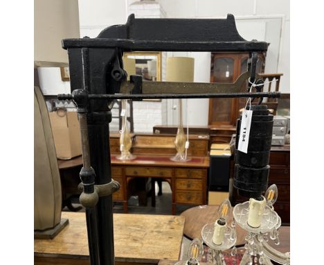 A set of Victorian cast iron weighing scales, height 158cm