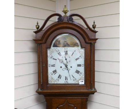 An early 19th century oak eight day longcase clock marked George Parker of Wisbeach, height 230cm